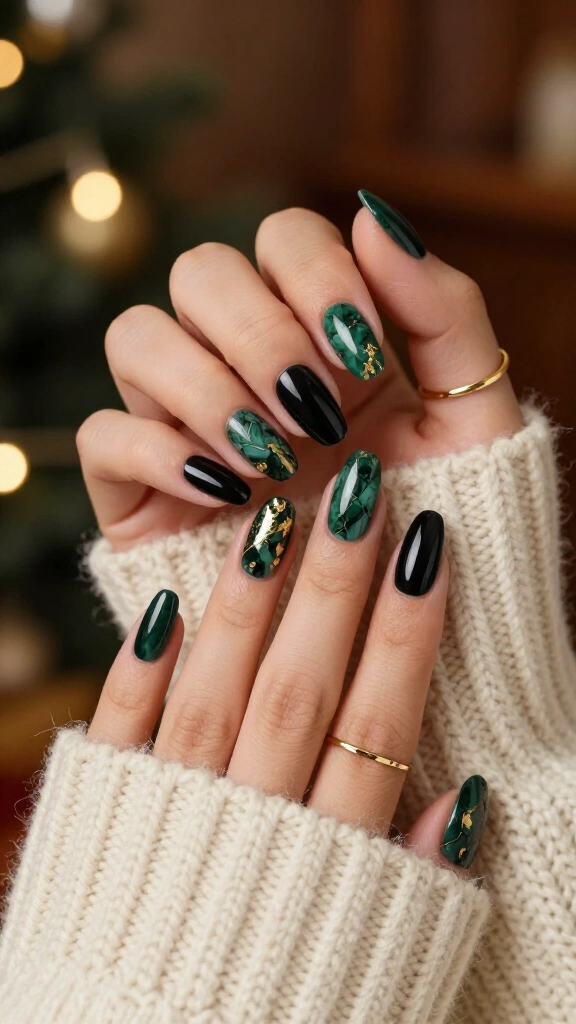 Moody Emerald and Onyx Marble
