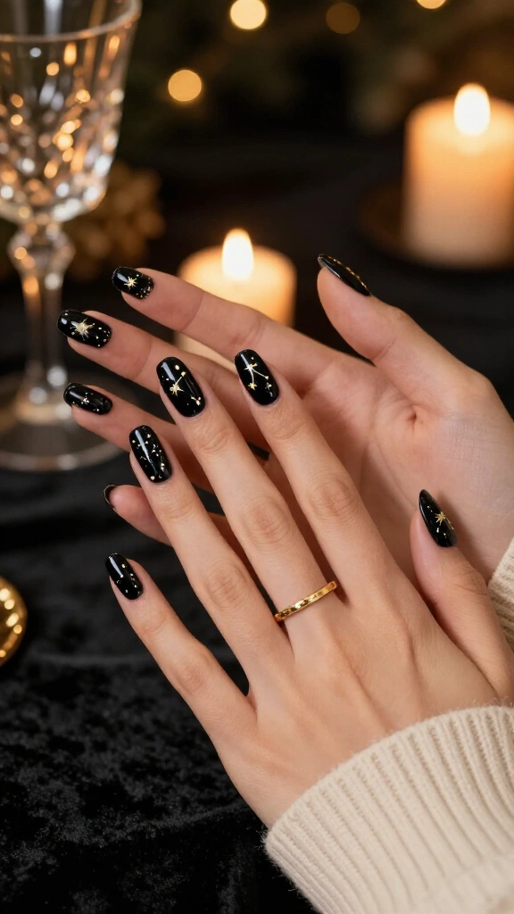 Celestial constellations on ink black