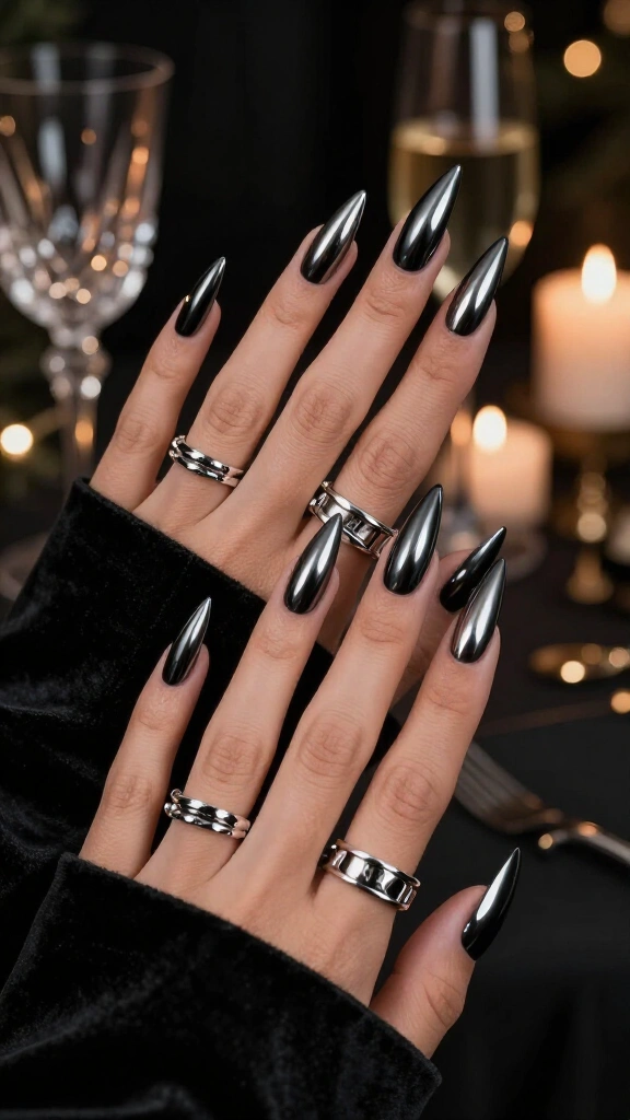 Midnight black chrome stilettos