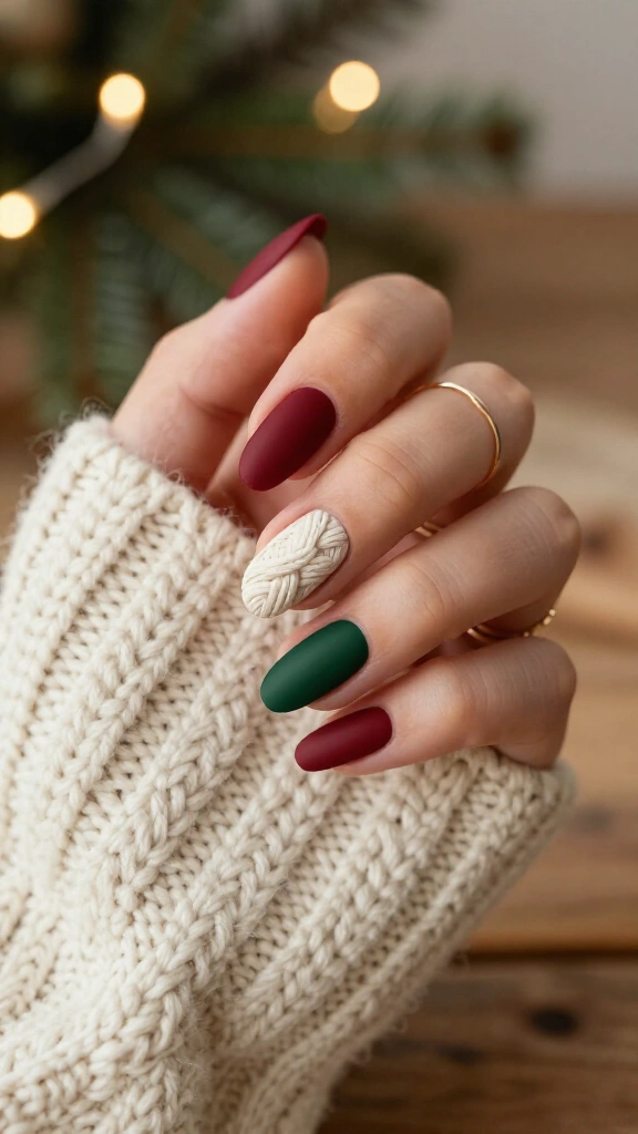 Sculpted cable knit sweater nails