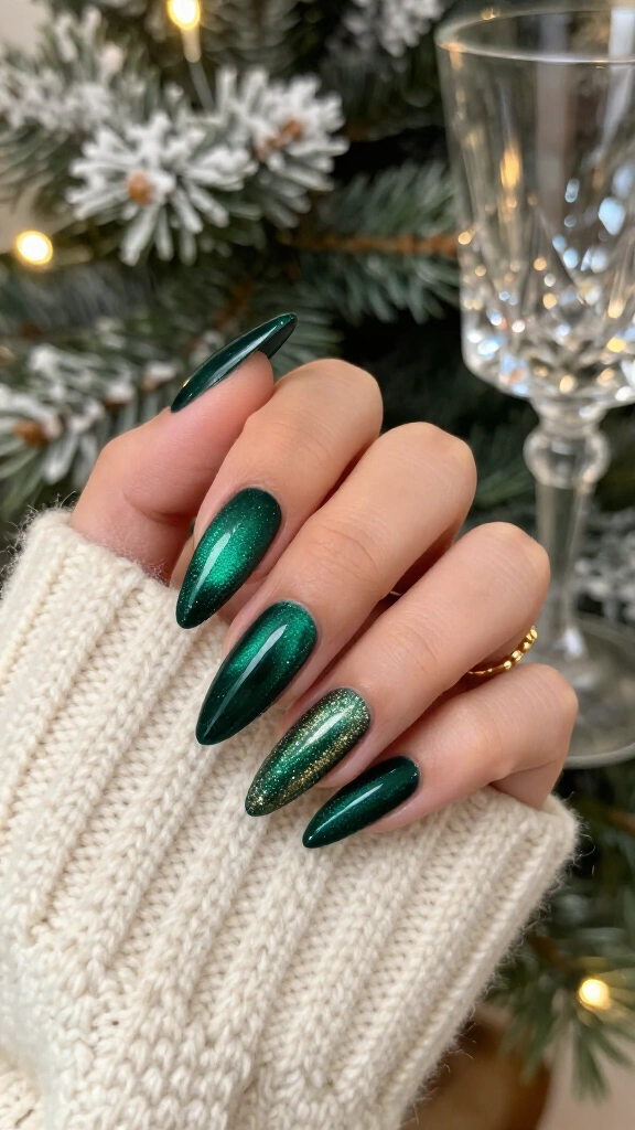 Frosted Emerald Velvet Tips