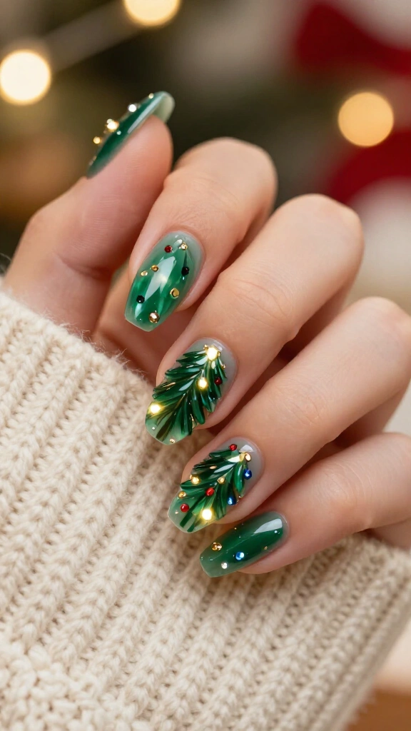 Jelly Christmas tree with gem ornaments