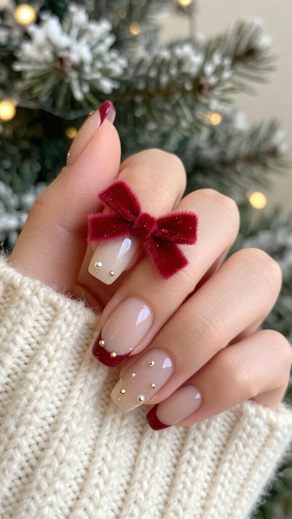 Puffy velvet bow accents