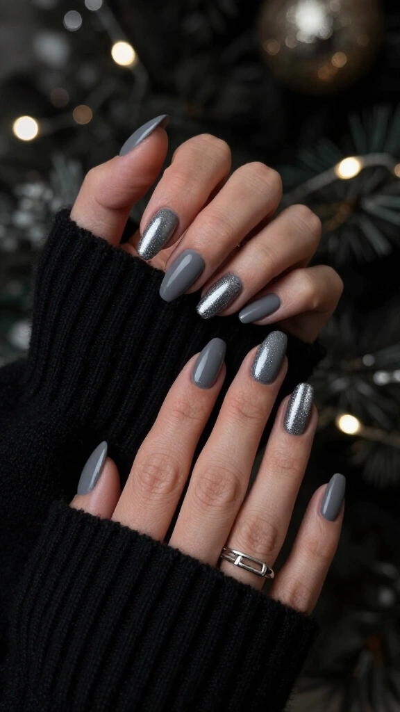 Charcoal grey with frosted gunmetal tips