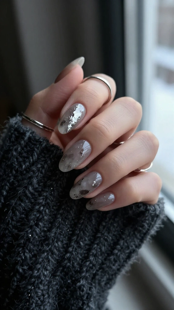 Smoky quartz with micro-glitter accents