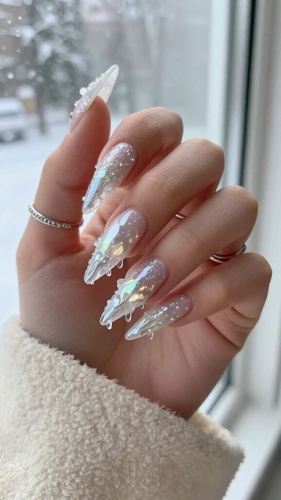 Melting icicle stiletto tips