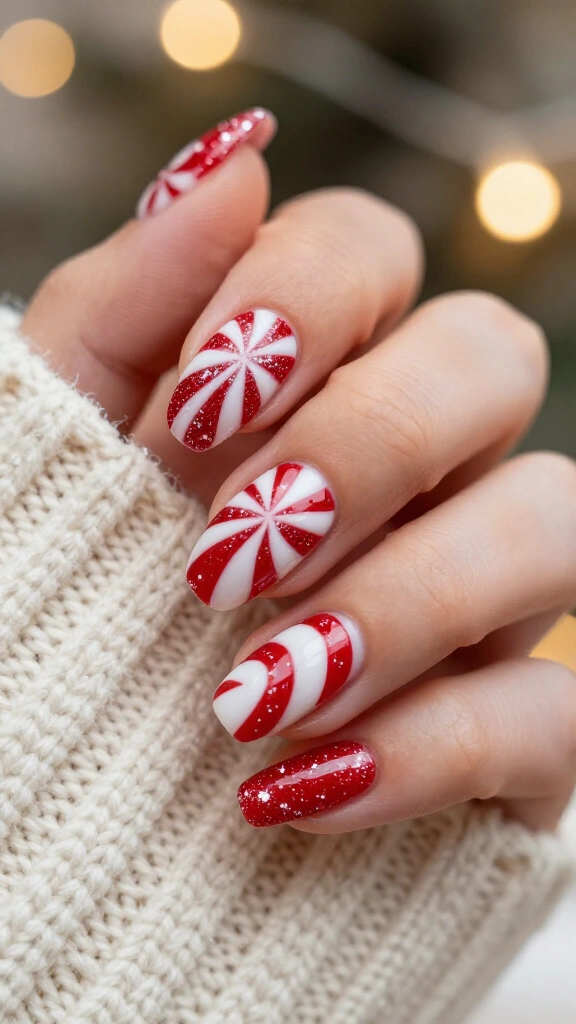 Embossed candy cane swirls