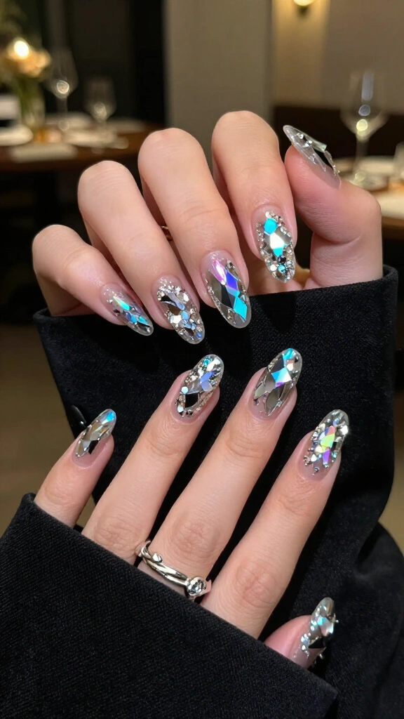 Icy holographic silver shards
