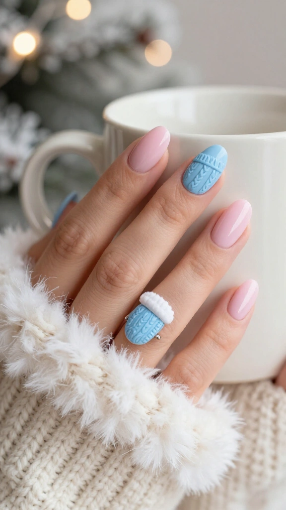 Cozy mitten nails with fluffy faux fur
