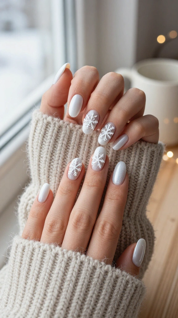 Delicate snowflake relief in builder gel