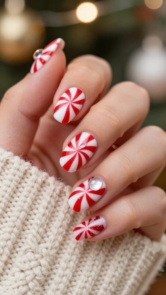 3D peppermint swirl drop candies