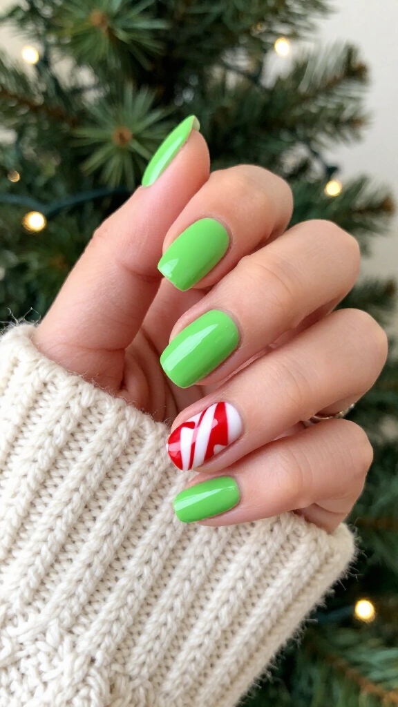 Two-Tone Lime and Candy Cane Accent