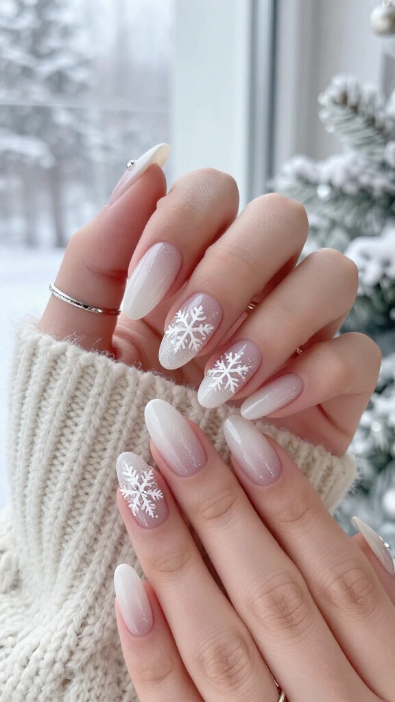 Frosted Snowflake Milky Tips