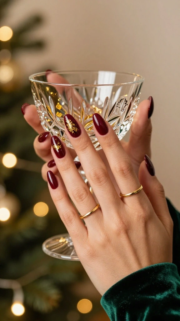 Rich Burgundy with Gold Leaf Flakes