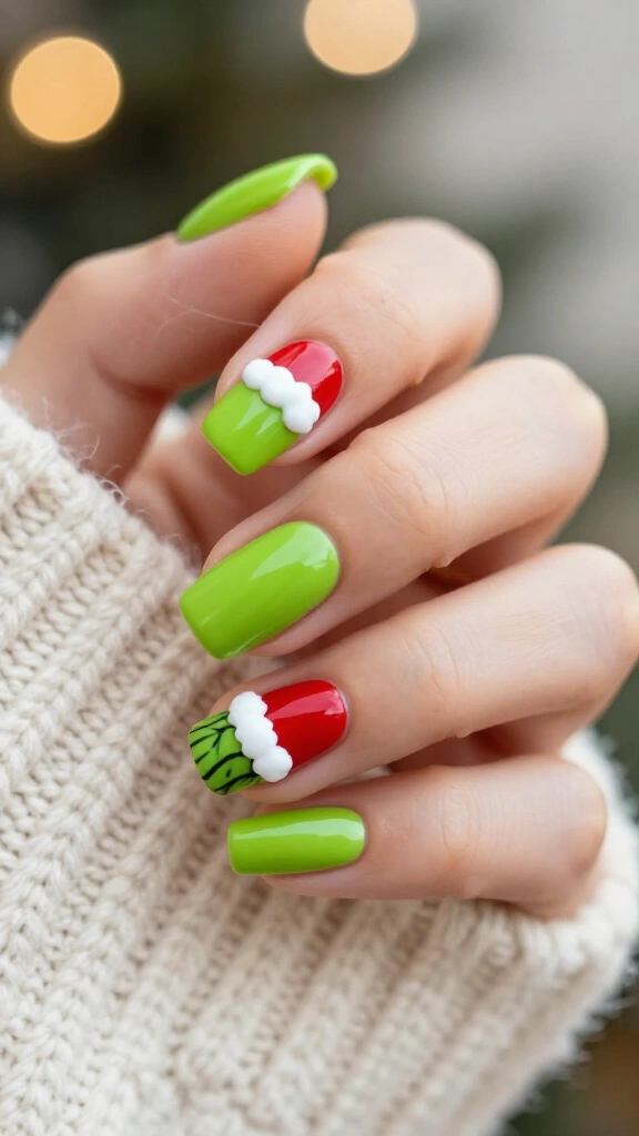 Santa Hat On Lime Green Base