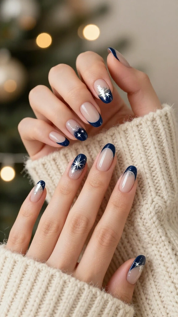 Midnight Blue & Silver Star French