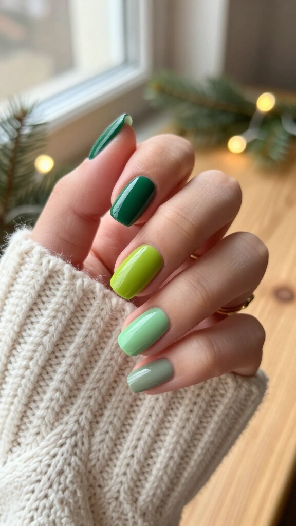 Olive and Chartreuse Skittle Mani