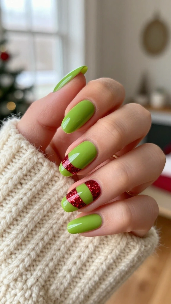 Sparkly Grinch Scarf Stripes