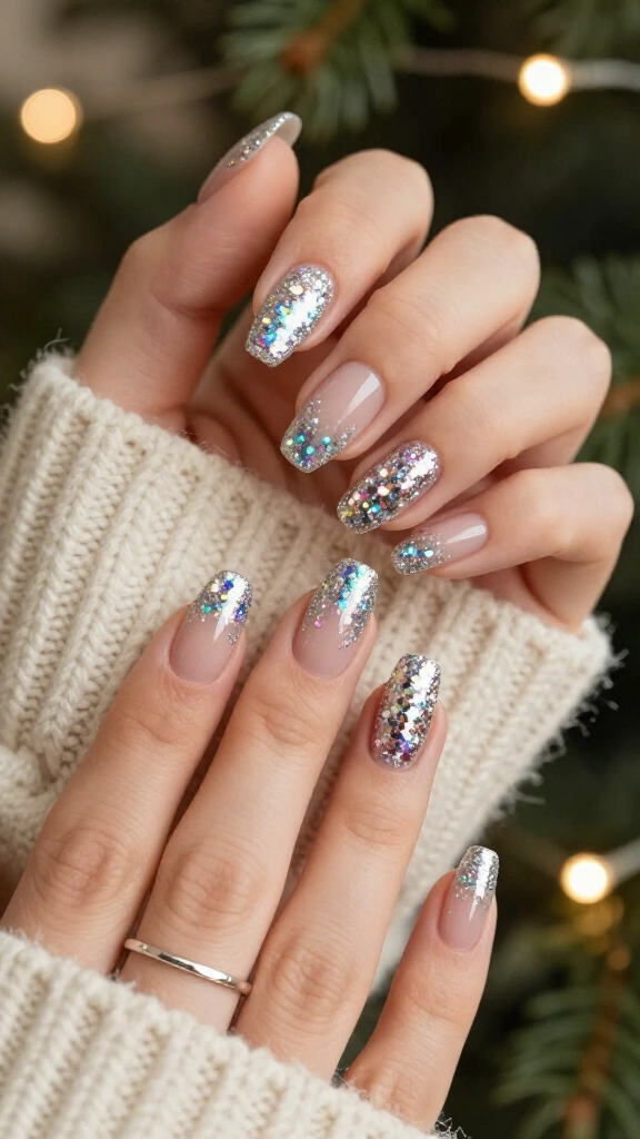 Chunky Tinsel French Tips