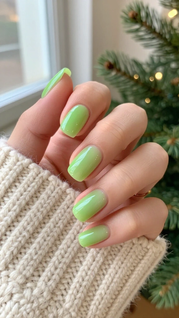 Sheer Jelly Green Glass Nails