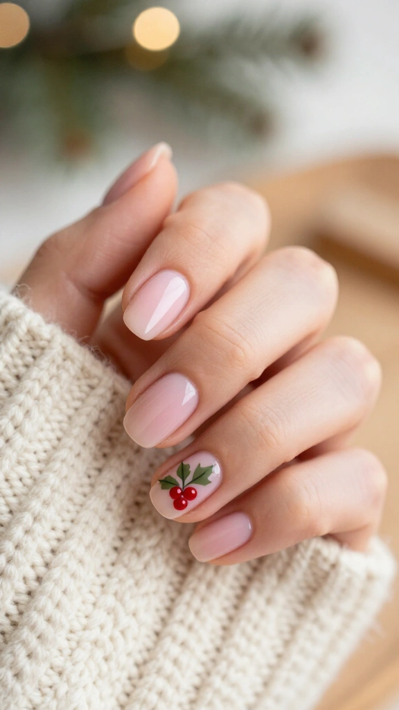Mistletoe Accent on Sheer Nude